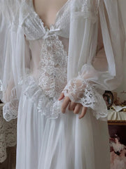 Hnewly  Autumn White Fairy Vintage Sweet Dress Women Mesh Lace Sexy Casual Korean Dress Female Patchwork Designer Princess Dresses