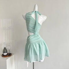 Hnewly Summer 2000s Aesthetic Y2k Vintage Off Shoulder Dress Frock Party Shoujo Girl Hollow Out One-Piece Evening Gyaru Coquette Prom