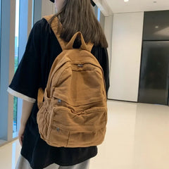 Hnewly  Girl Fabric School Bag New Fashion College Student Vintage Women Backpack Canvas Female Laptop Bag Travel Kawaii Ladies Backpack