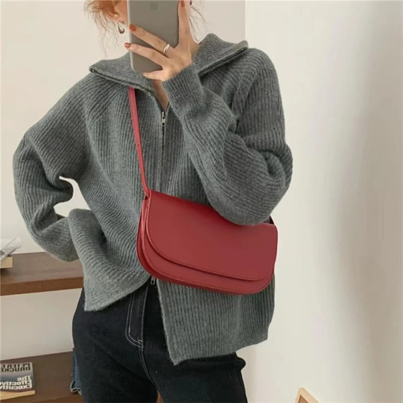 Hnewly  Rib Knit Zip Up Cardigan for Women Zipper Front Raglan Long Sleeve Sweater Jacket Coat Comfy Knitwear Fall Winter Vintage Outfit