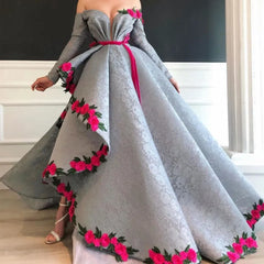 Hnewly  Evening Dresses Classic Formal Party Night Gala Appliques Off The Shoulder Long Sleeves Graduation Prom Gowns