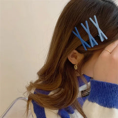 Korean Sweet Girls Sweet Hairpin Gradient Color Cross Seamless Bangs Side Clip Broken Hair Clip Edge Clip Candy Color Headwear