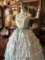 Hnewly  Princess Tea Party Sweet Elegant Dress New Summer Dresses Women's High-waisted Slimming Sleeveless Bow Lace Print Dress