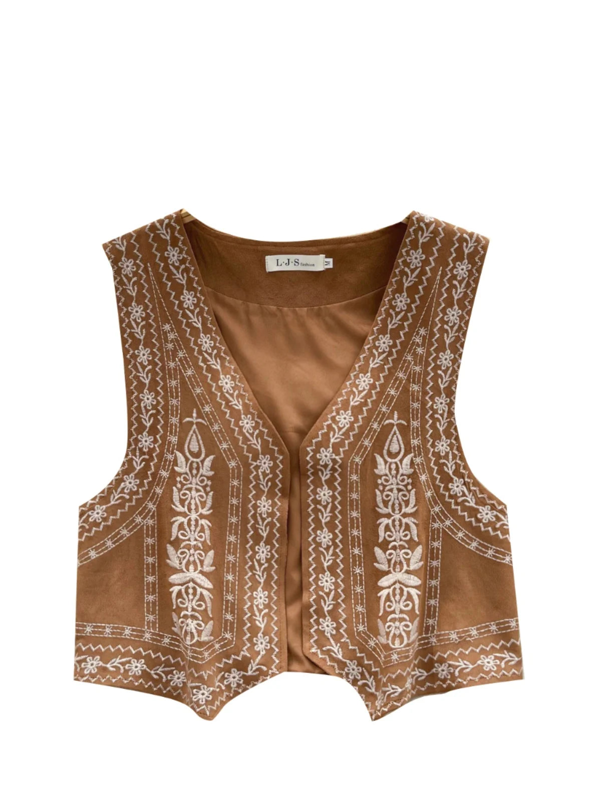 Hnewly  Bohemian Style Retro Sleeveless Vest Women's Autumn Embroidery V-neck Temperament Top Versatile Short Cardigan Jacket