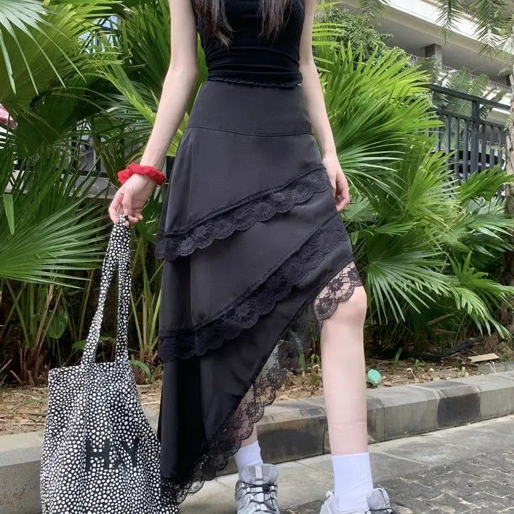 Hnewly Women's Summer Skirt Irregular Cake Skirt Medium length Skirt