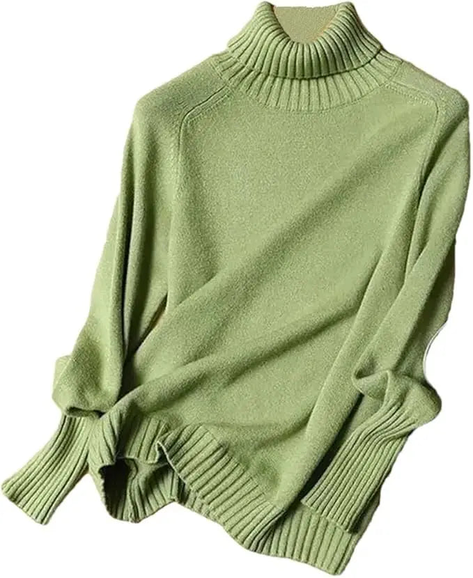 Hnewly  Women Turtleneck Knitted Sweaters Long Sleeve Roll-neck Pullover Plain Jumper Ladies Autumn Winter Layered Basic Outfit