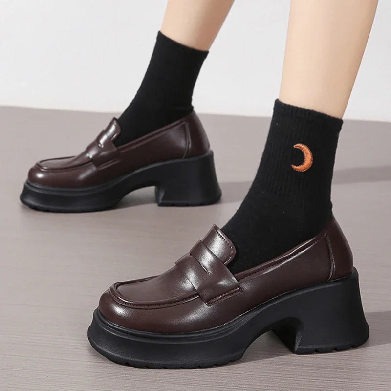 Hnewly  Comemore Women's Loafers New Summer Summer Spring British Style Slip On Platform Shoes Woman Uniform Lolita Shoes Women