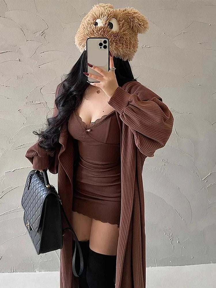 Hnewly Hot Girl Lace Suspender Dress for Women Spring and Summer with Breast Pads Sexy Slim Elegant Low Collar Bottoming Hip Skirt