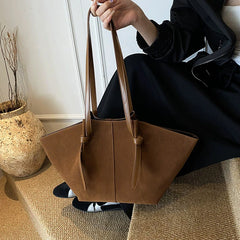 Hnewly  Retro Suede Large-Capacity Shoulder Bag Fashion Mother-and-Child Wing-Shaped Commuter Tote Simple High-End Versatile Handbag
