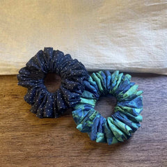 Hnewly  2Pc French Style Slim Polka Dot Print Intestine Hair Ties, Elegant All-Match Ruffled Bud Hair Elastics, Ponytail Holders for Wom