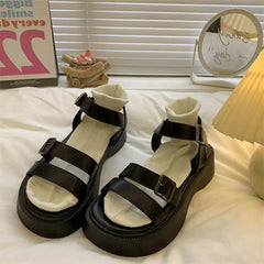 Hnewly Summer Causal Ladies Flat shoes woman Flat Platform Sandals Women Open Toe Gladiator wedges Women Shoes sandals