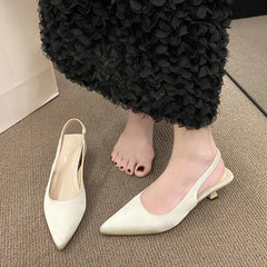 Hnewly Summer New Women Sandals Heel Ladies Shoes Pointed Toe Solid Female Women's Shoes Back Strap Slip on