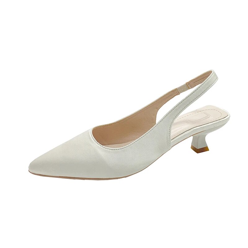 Hnewly Summer New Women Sandals Heel Ladies Shoes Pointed Toe Solid Female Women's Shoes Back Strap Slip on