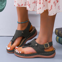 Hnewly Fashion Fringe Wedges Sandals Women Clip Toe Back Strap Platform Sandalias Mujer Summer Light Beach Sandal Shoes