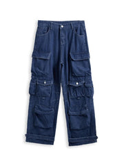 Hnewly - Washed Multi Pocket Cargo Jeans ddbos-shop