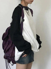 Hnewly Versatile Raglan Oversized Long Sleeve Tee