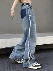Hnewly - Vintage Multi Pocket Side Raw Trim Cargo Jeans ddbos-shop