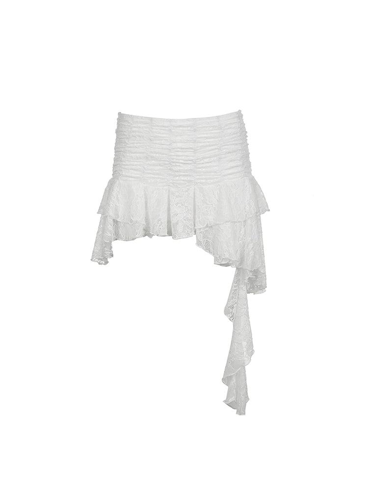Hnewly - summer inspo Asymmetrical Hem Lining Boho Vacation Lace Skirt Women