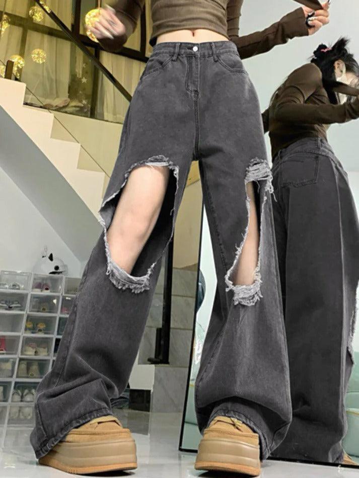 hnewly - Street Distressed Big Ripped Jeans hnewly