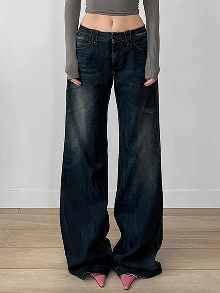 hnewly - Vintage Basic Low-Rise Loose Jeans hnewly