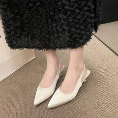 Hnewly Summer New Women Sandals Heel Ladies Shoes Pointed Toe Solid Female Women's Shoes Back Strap Slip on