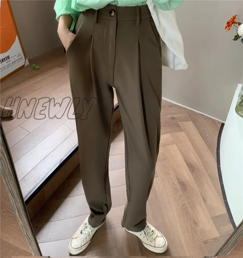 Elegant Formal High Waist Harem Straight Pants Women Bottom New Autumn Ol Solid Fashion Loose Suit