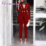 Elegant Two - Pieces Women Blazer Suit Casual Streetwear Suits Female Set Chic Office Ladies Coat