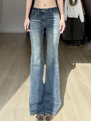 hnewly - Vintage Washed Slim Fit Flared Jeans hnewly
