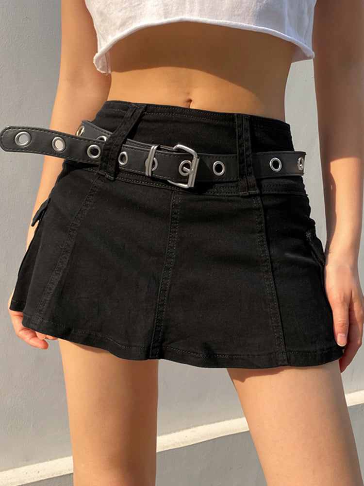 Hnewly - outfit ideas White A Line Y2K Denim Shorts Skirts Womens Black Side Pocket Casual Cargo Jean Skirt Simple Preppy Golf Tennis Outfits