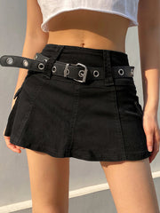 Hnewly - outfit ideas White A Line Y2K Denim Shorts Skirts Womens Black Side Pocket Casual Cargo Jean Skirt Simple Preppy Golf Tennis Outfits