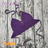 Handmade Crochet Lace Knit Bra Boho Beach Bikini Cami Tank Crop Top Halter Purple / Xl