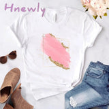 Heart Flower Print Ladies T - Shirt Casual Basis O - Collar White Shirt Short Sleeve Love Graphic