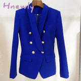 High Street Newest Designer Blazer Jacket Women’s Slim Fitting Double Breasted Metal Lion Buttons