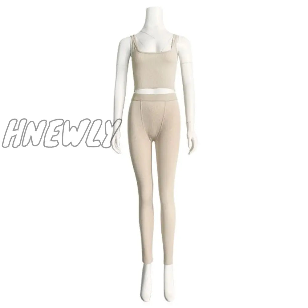 High Stretch Solid Color Yoga Set Sleeveless Crop Top + Short Gym Leggings Women Tracksuit Running