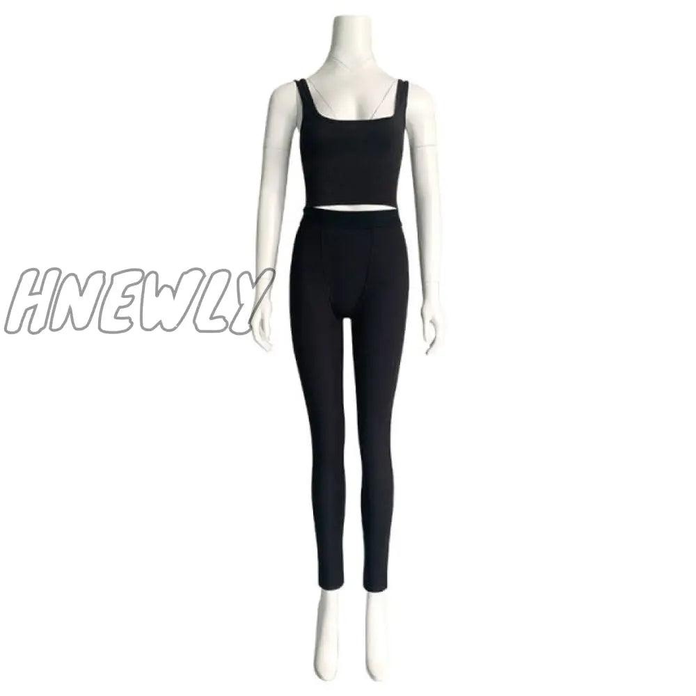 High Stretch Solid Color Yoga Set Sleeveless Crop Top + Short Gym Leggings Women Tracksuit Running