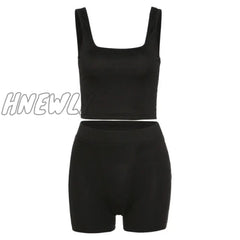 High Stretch Solid Color Yoga Set Sleeveless Crop Top + Short Gym Leggings Women Tracksuit Running