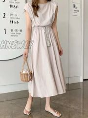 Hnewly 10 Colors S-2Xl Summer Women Dress Maxi Evening Female Vintage Oversize Short Sleeve Beach