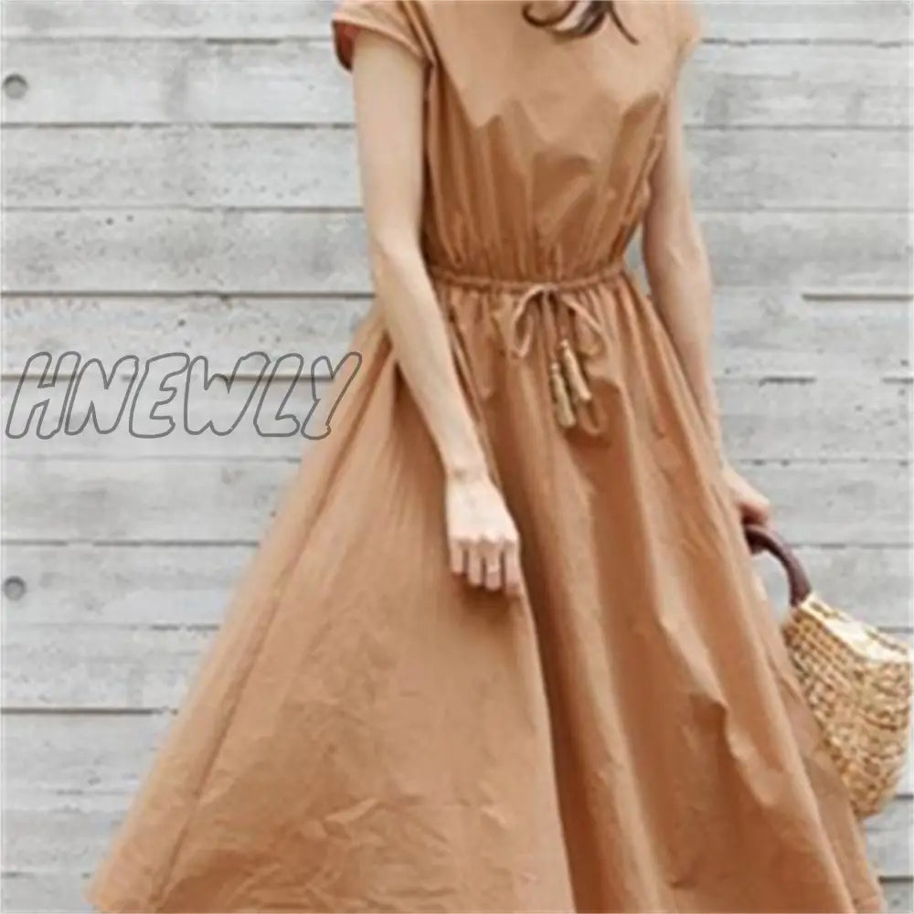 Hnewly 10 Colors S-2Xl Summer Women Dress Maxi Evening Female Vintage Oversize Short Sleeve Beach