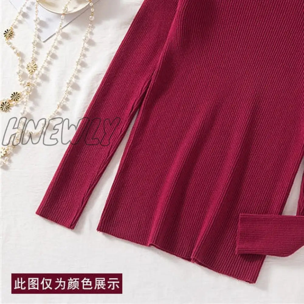 Hnewly 13 Colors Women Button Knitted Pullover Sweaters Autumn Spring Long Sleeve Knitwear Tops