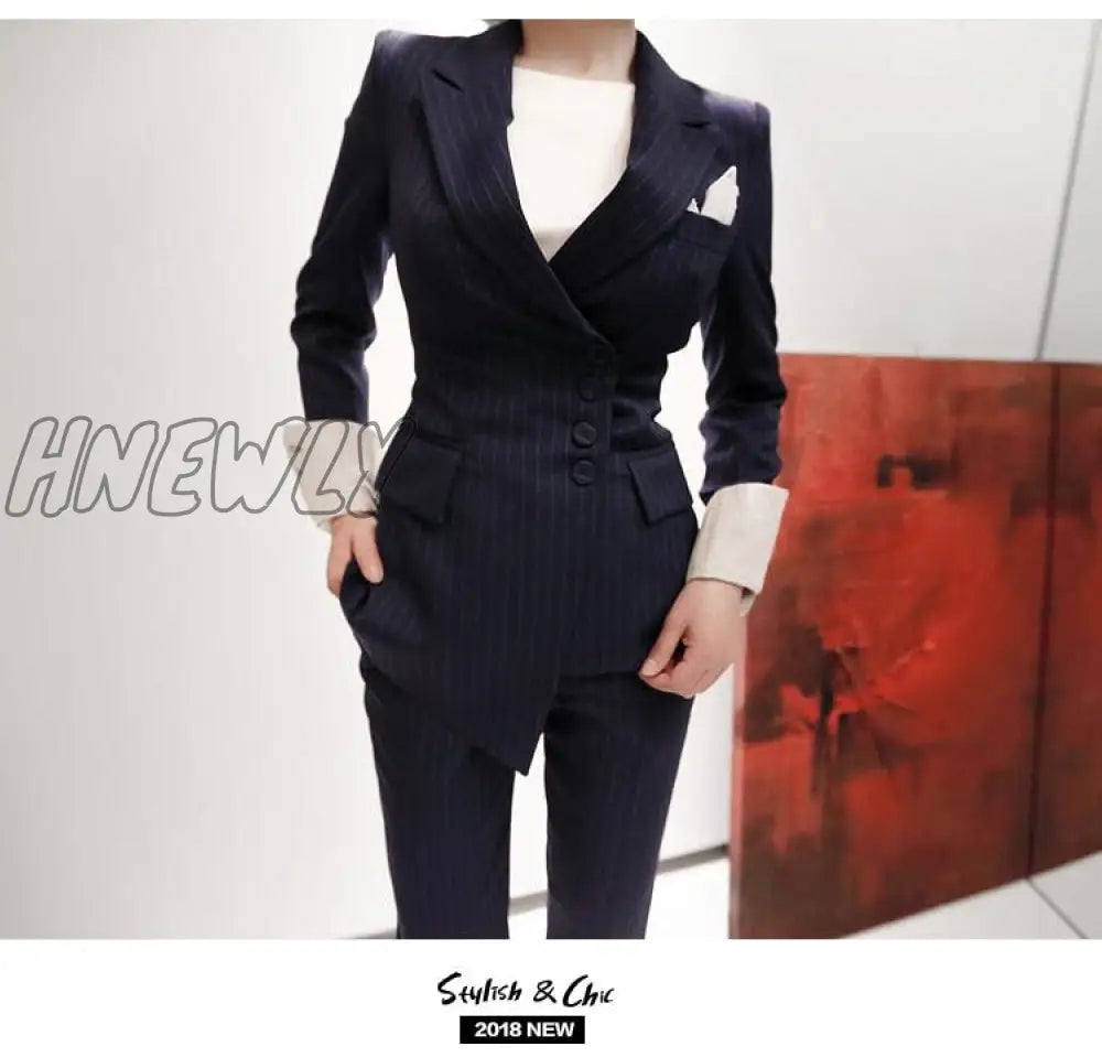 Hnewly 2 Piece Outfits For Women Office Workers Pants Plaid Suit Spring New Fashion Retro