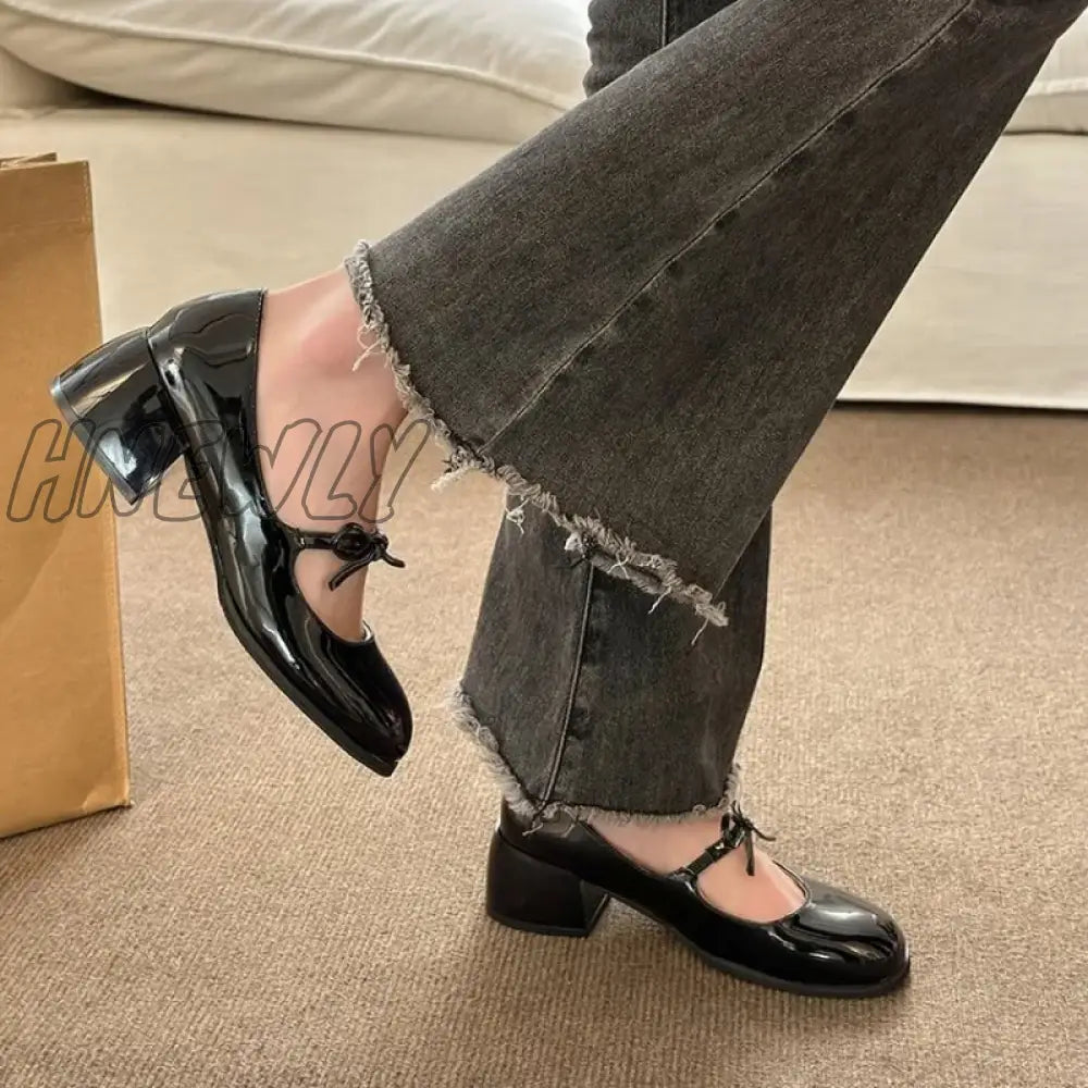 2024 New Women’s High Heels Square Garden Head Shallow Mouth Shoes Comfortable And Fashionable