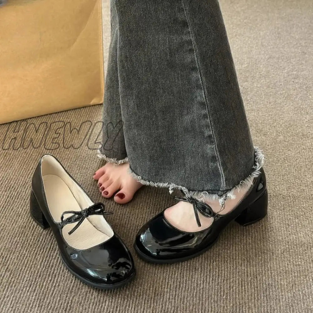 2024 New Women’s High Heels Square Garden Head Shallow Mouth Shoes Comfortable And Fashionable