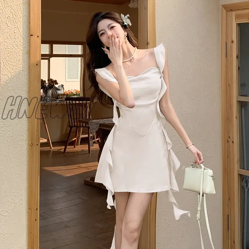 2024 Sexy Club Lace Patchwork Mini Dresses Women Fashion Camisole Streetwear Casual Package Hip