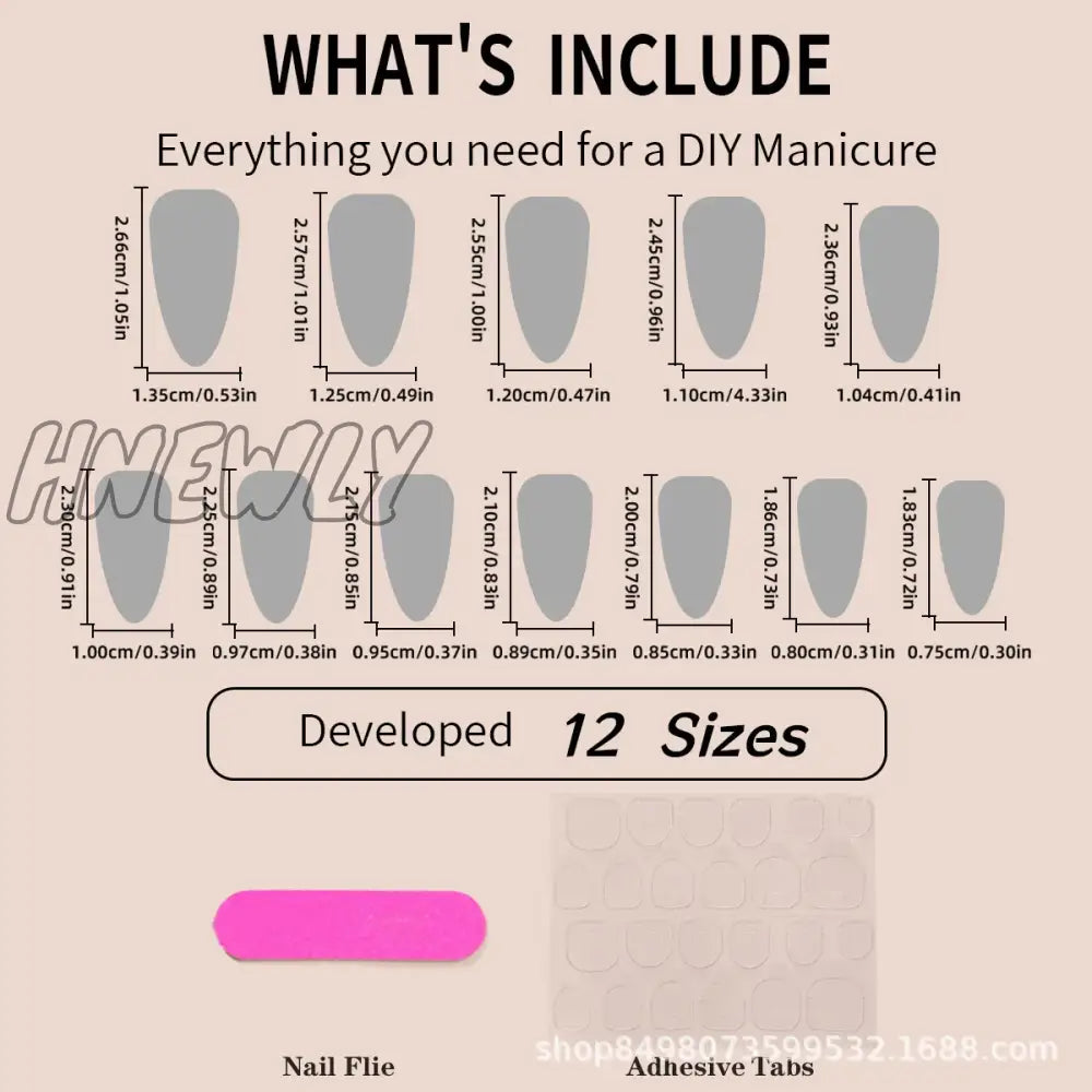 Hnewly 24Pcs Glitter Sequins False Nail French White Almond Fake Nails Full Cover Wearable Gradient