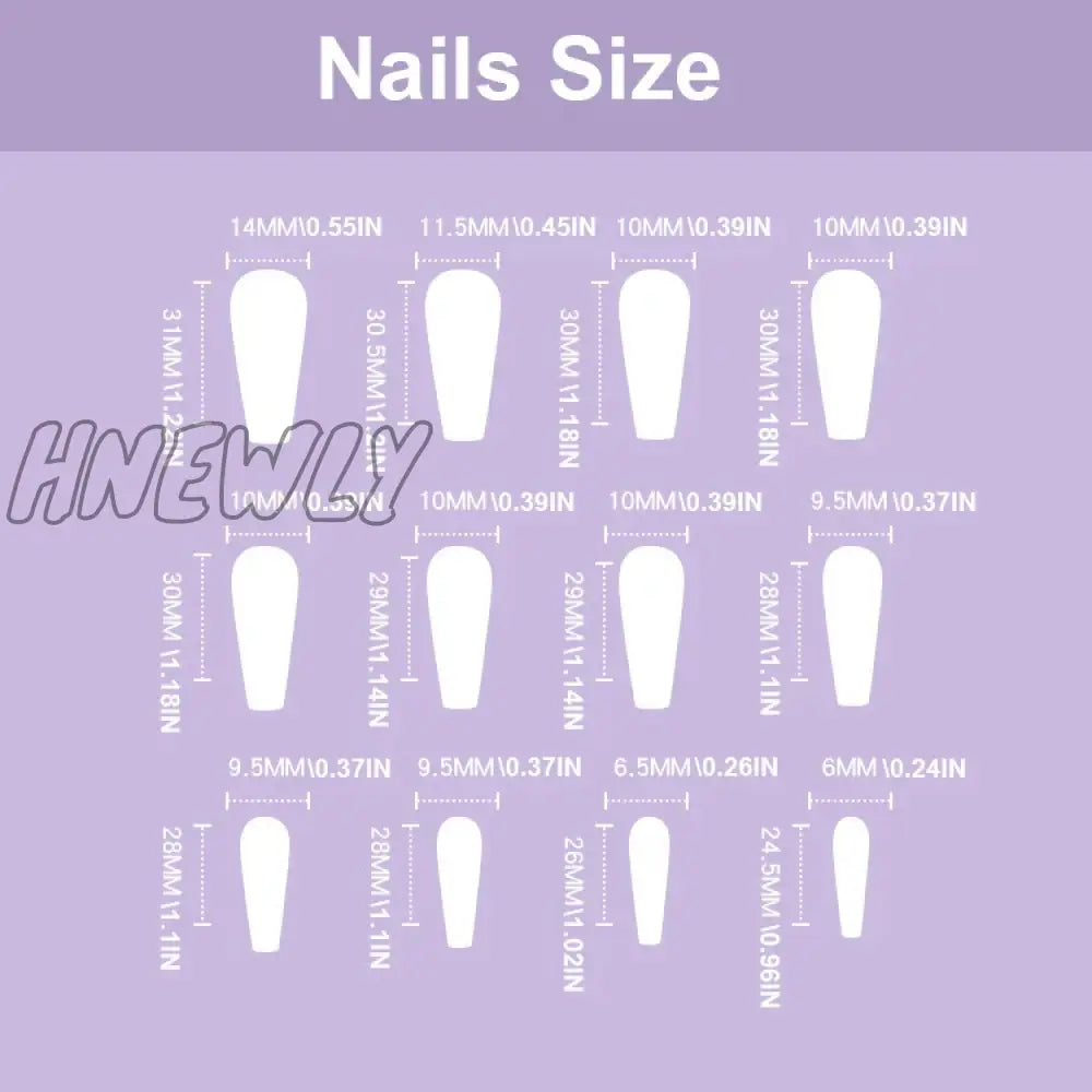 Hnewly 24Pcs/Set Fake Nails Accessories Spring Summer Brids Snake Leaf Designs Long French Coffin