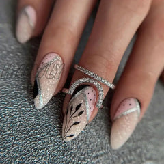 Hnewly 24Pcs Yellow Flower Almond False Nails Summer With French Design Wearable Fake Simple Full