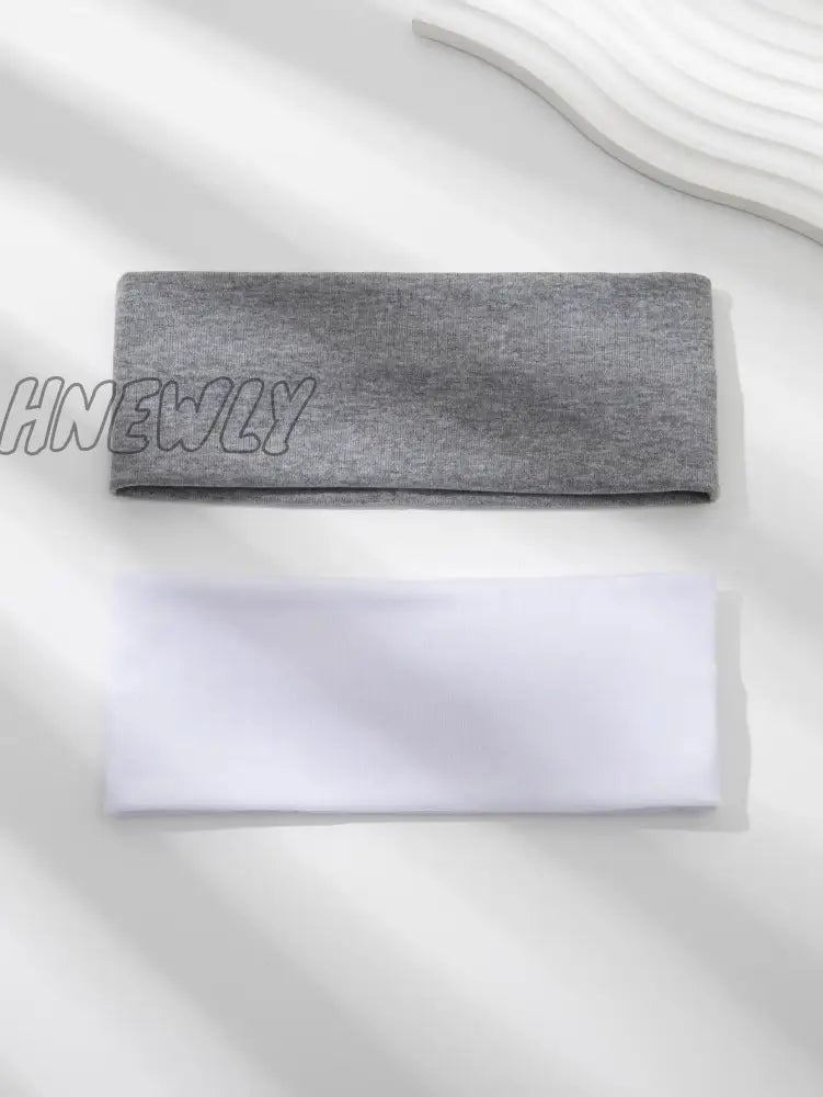 Hnewly 2Pcs Fashion Knit Wide Headbands For Women Girls Solid Color Elastic Hairbands Running