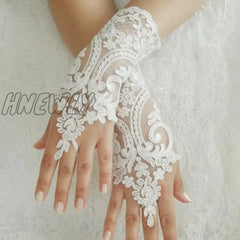 Hnewly 38 Colors Lace Flower Hollow Fishnet Fingerless Gloves Elegant Sun Protection Women Mesh
