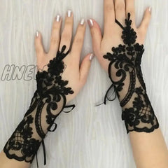 Hnewly 38 Colors Lace Flower Hollow Fishnet Fingerless Gloves Elegant Sun Protection Women Mesh
