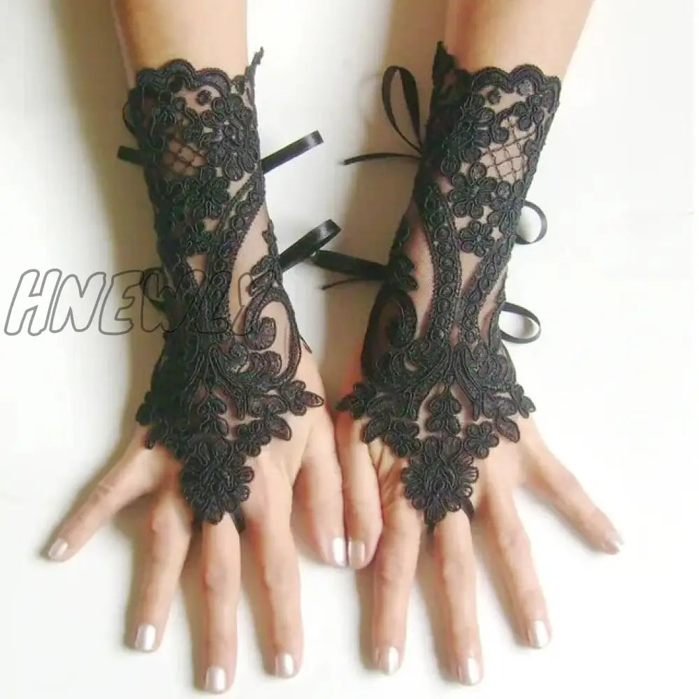 Hnewly 38 Colors Lace Flower Hollow Fishnet Fingerless Gloves Elegant Sun Protection Women Mesh